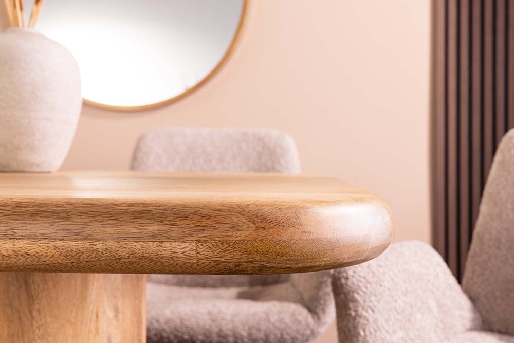 Massiver Esstisch ART DECO 240cm natur Mangoholz mit Säulenfüßen