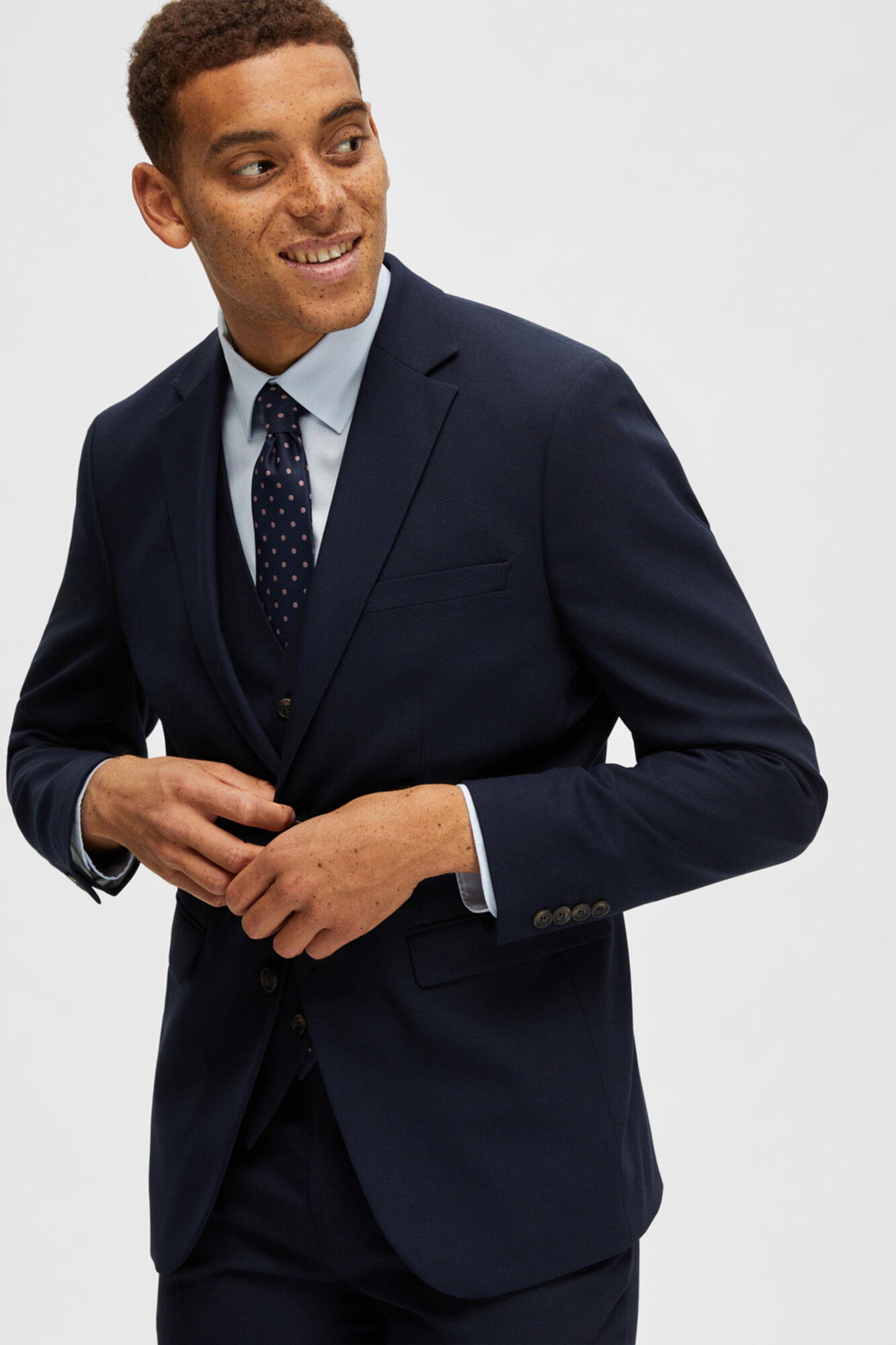 Terno masculino slim fit de duas peças - Azul marinho