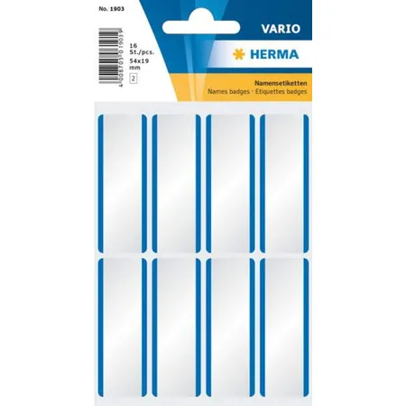 HERMA Namenetiketten Vario, weiß-blau, 54 x 19cm, 16 Stück