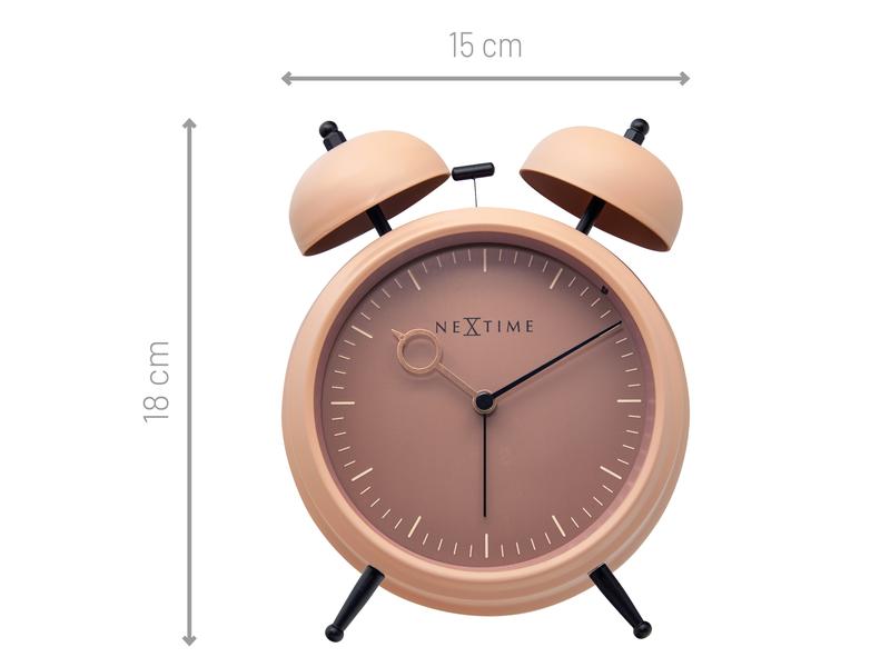 NeXtime Klassischer Wecker Golden Hour Peach Tischuhr mit Doppelglocke