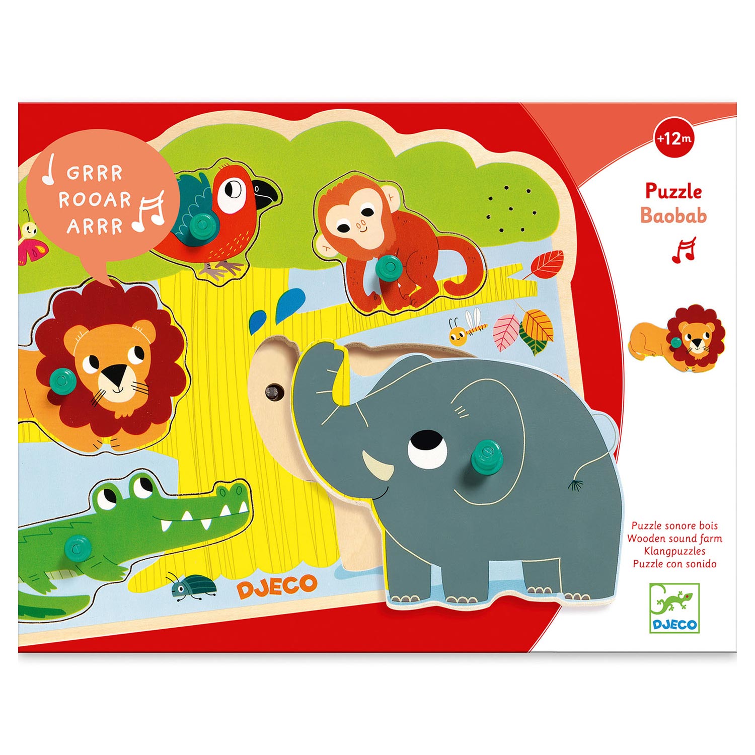 Djeco Noppenpuzzel met Geluid Wilde Dieren