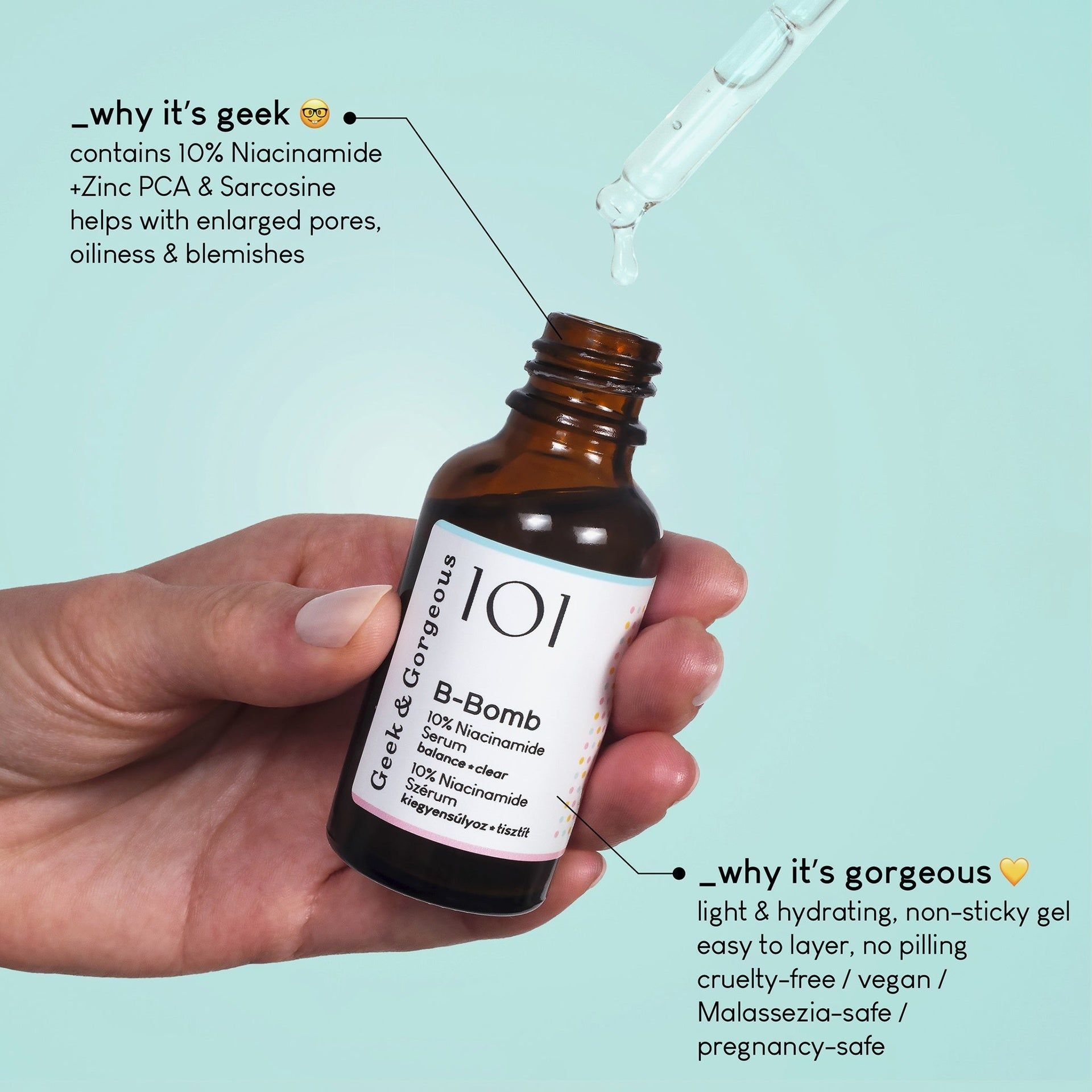 Geek & Gorgeous- B-Bomb B3 Serum mit 10% Niacinamid, gegen Vergrößerte Poren und Unreinheiten, 30 ml