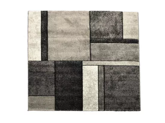 tapis salon 140x200 tissé gris rectangle motif géométrique GEOME