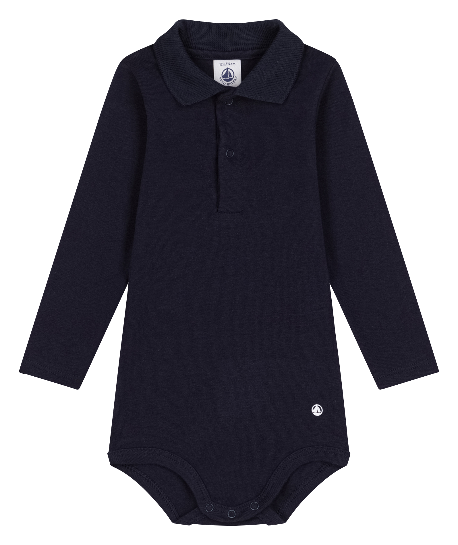Body droit col polo en coton | Bleu