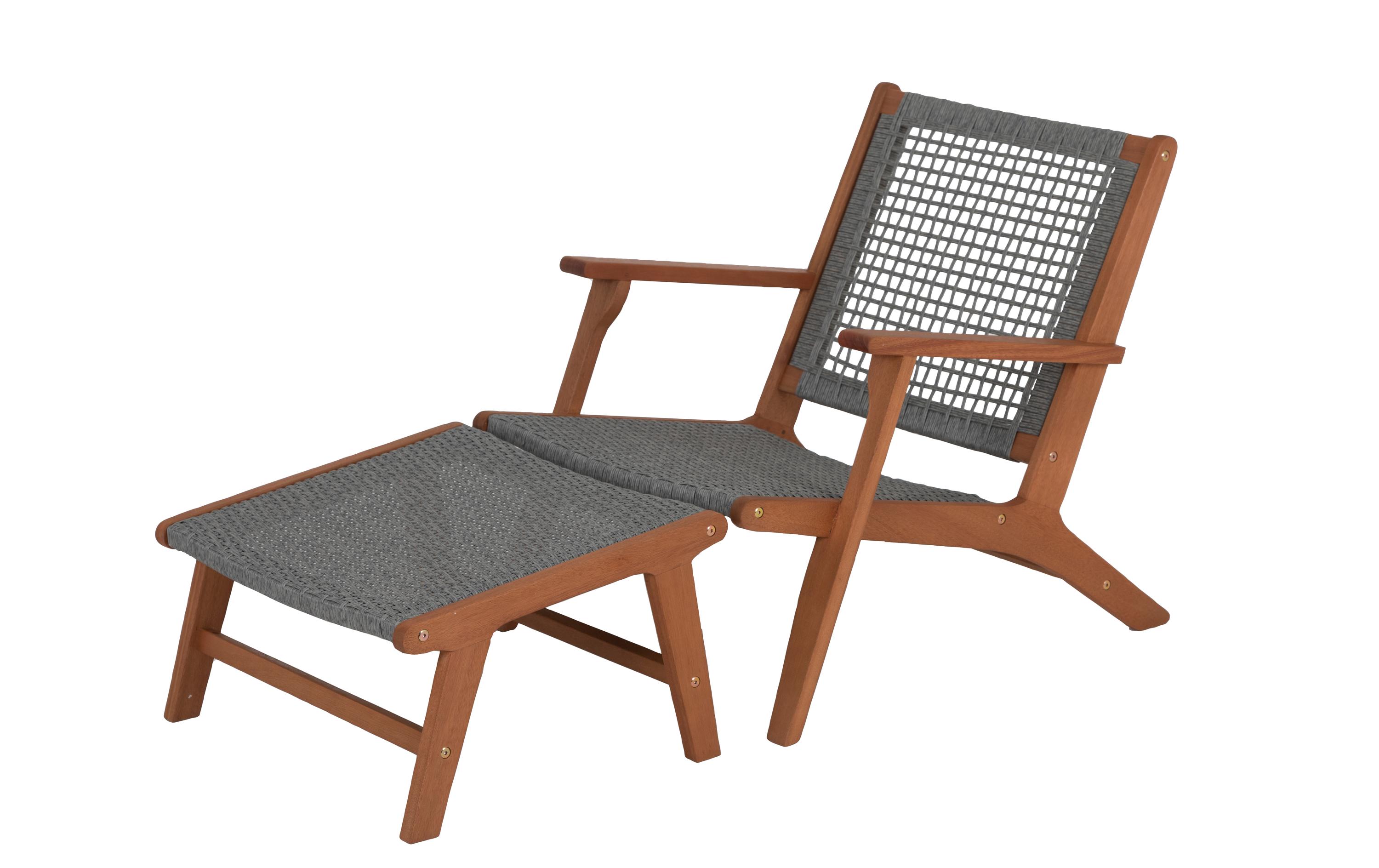 Bankgog Gartensessel Grau/Braun<br>Sessel mit Hocker