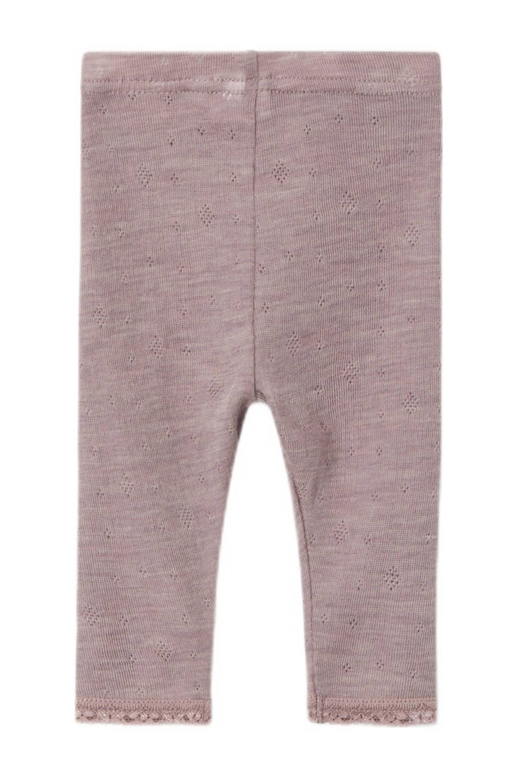 NAME IT baby slim fit legging NBFWANG van merinowol en all over print lila