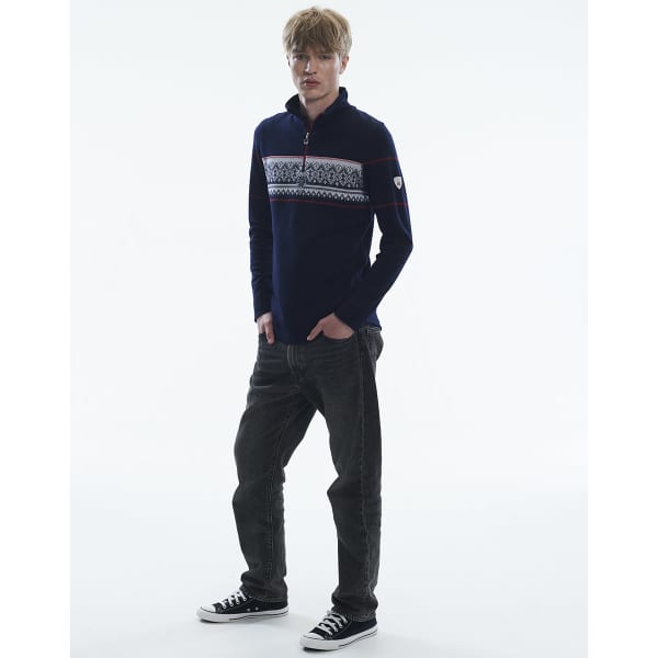Pull DALE OF NORWAY MORITZ M BASIC SWEATER NAVY WHITE RASPBERRY