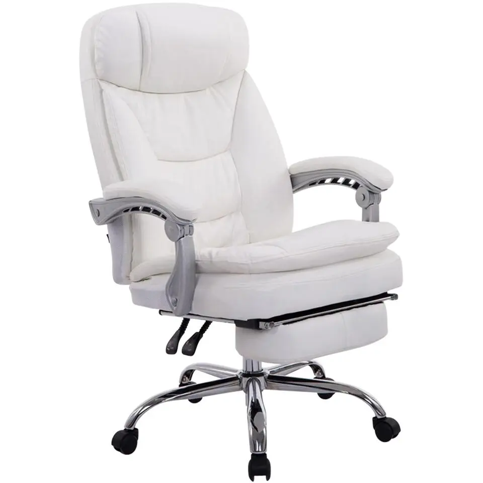 CLP Bureaustoel XL Troy chroom Frame - Kunstleer - wit