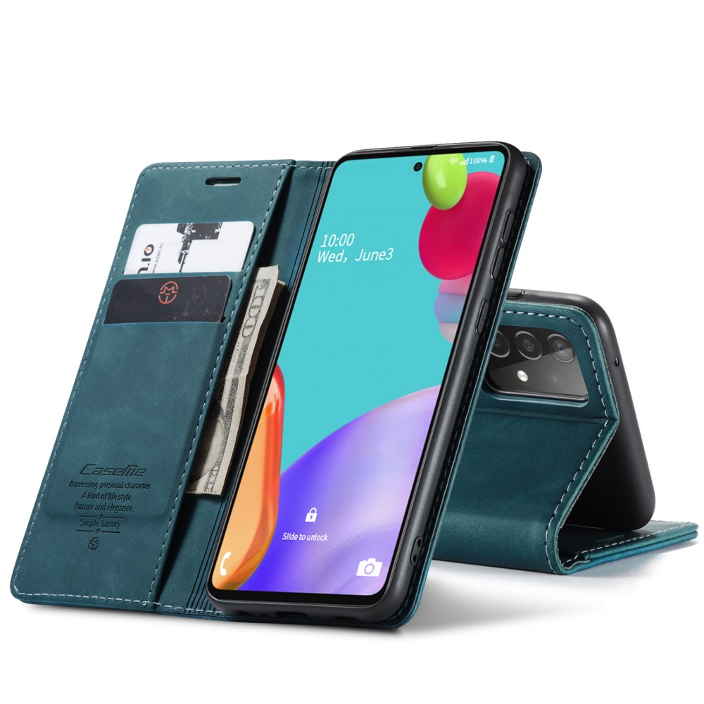 Samsung Galaxy A52s 5G / A52 (5G) Leder Tasche Flip Wallet Etui mit Kartenfächern - Blaugrün