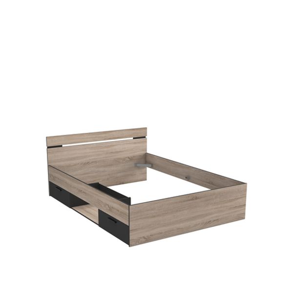 Cama Michigan Carvalho/preto 140x190 c/2 Gavetas - 8347