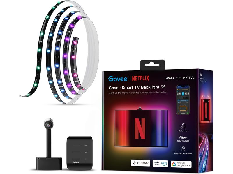Govee Envisual TV Backlight 3S Netflix Version, RGBICW, 55