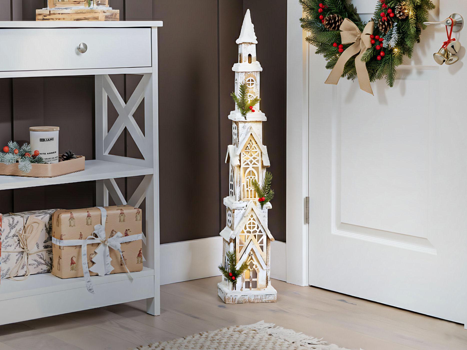 Kerstdecoratie LED NASIJARVI Huis 85 cm Lichtbruin