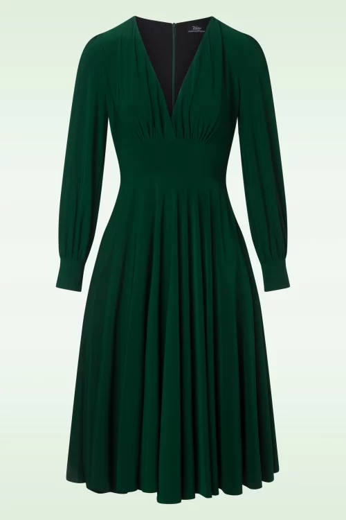 Vintage Diva  Starlet Swing jurk in smaragdgroen