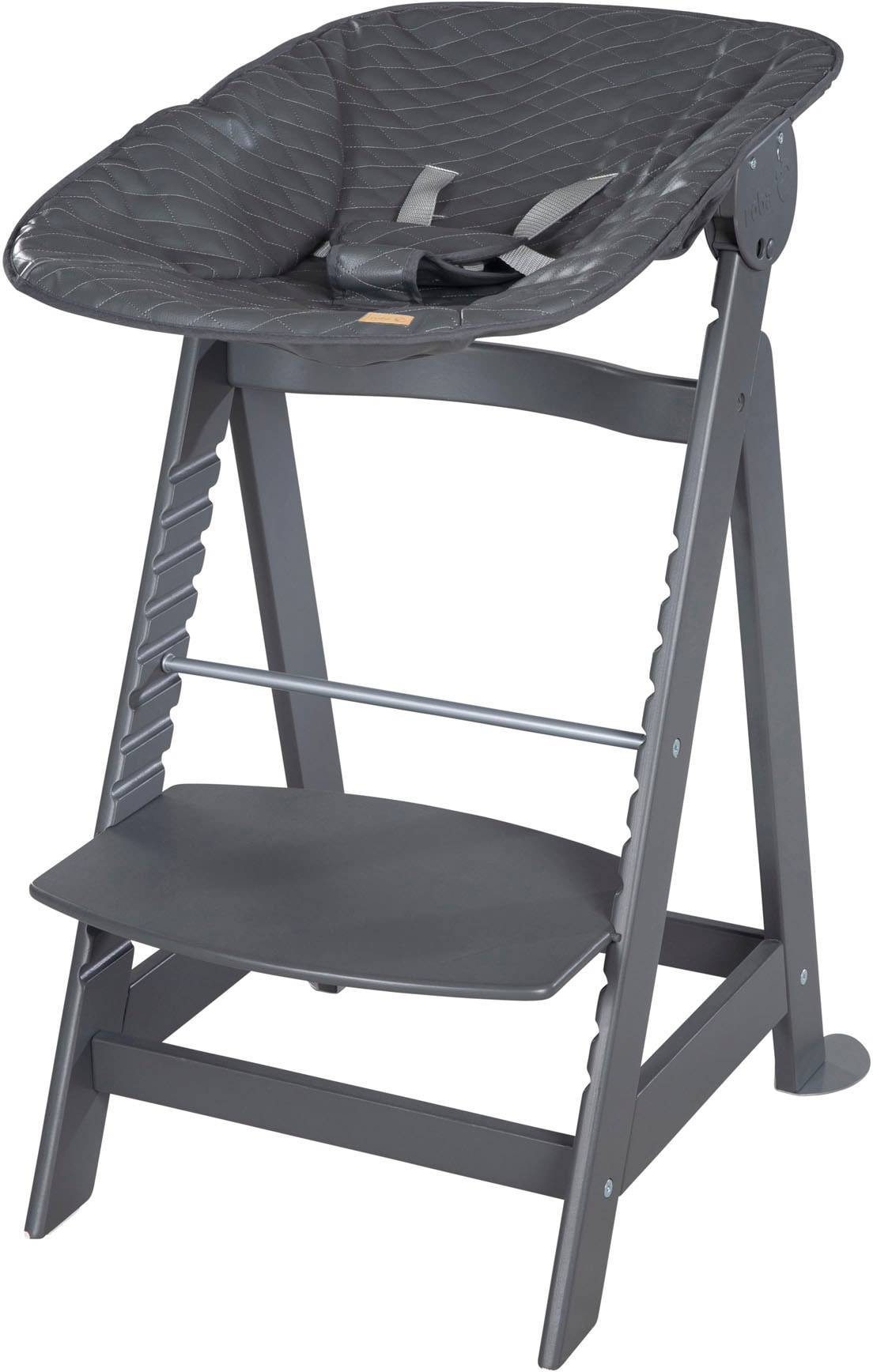 roba® Hochstuhl »Born Up, anthrazit, mit Neugeborenen-Aufsatz, graphite gesteppt« (Set)