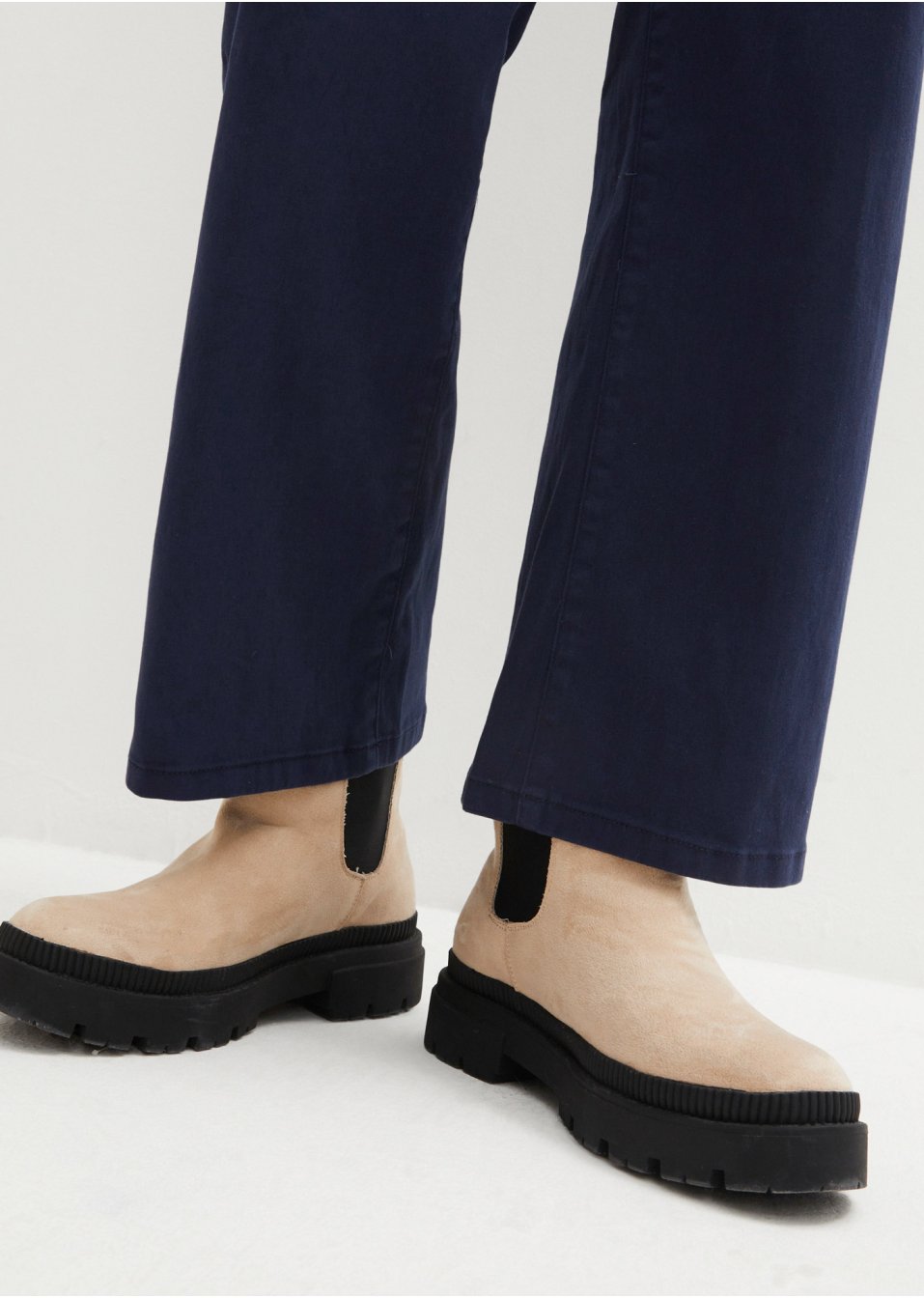 Pantalon en coton extensible, taille haute, jambes larges