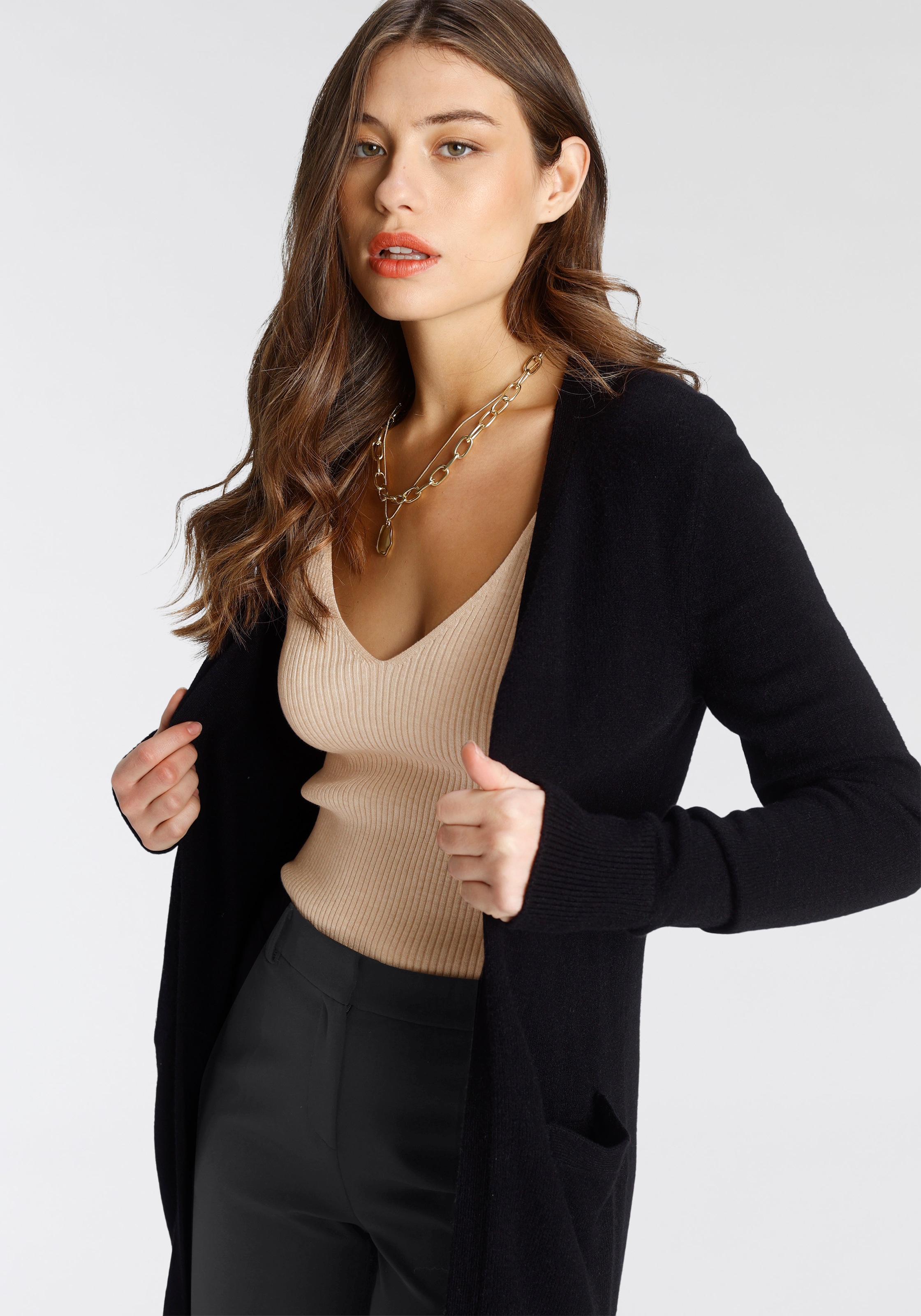 Tamaris Strickjacke in Longform aus kuschligem Viskosegestrick