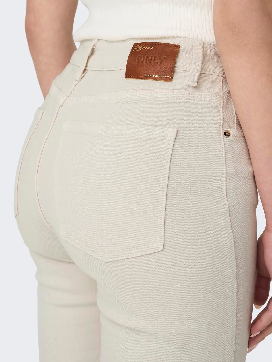 ONLEMILY Hohe Taille Gerade geschnitten Jeans Ecru