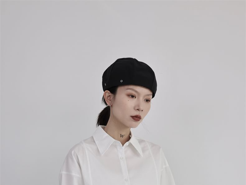 SIMPLE BLACK - Effen overhemd met lange mouwen en kraag