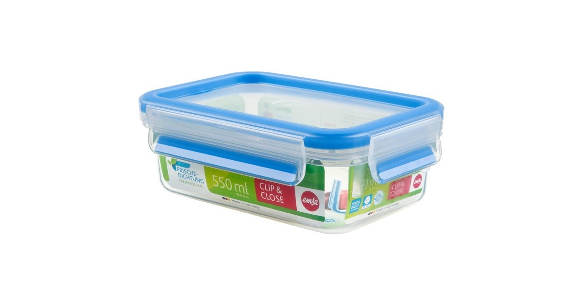 EmsaClip & Close Vershouddoos 0,55 l  (Transparant/blauw)