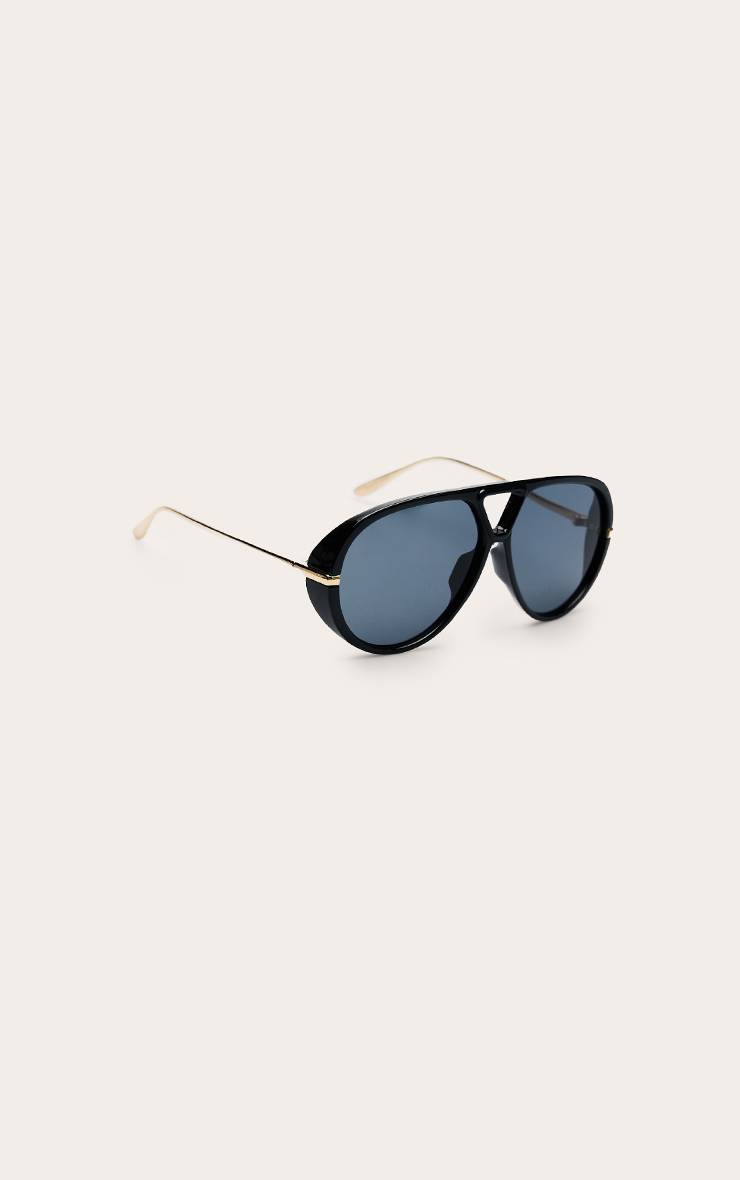 Noir Lunettes De Soleil Aviateur Oversize À Monture Épaisse