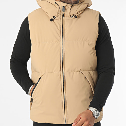 Doudoune Capuche Sans Manches Camel