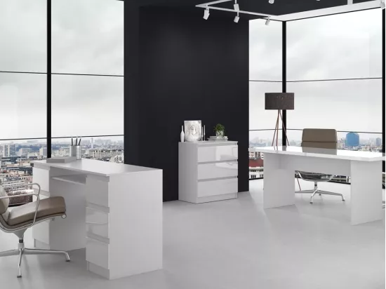 Commode blanche Malwa M3 haute brillance