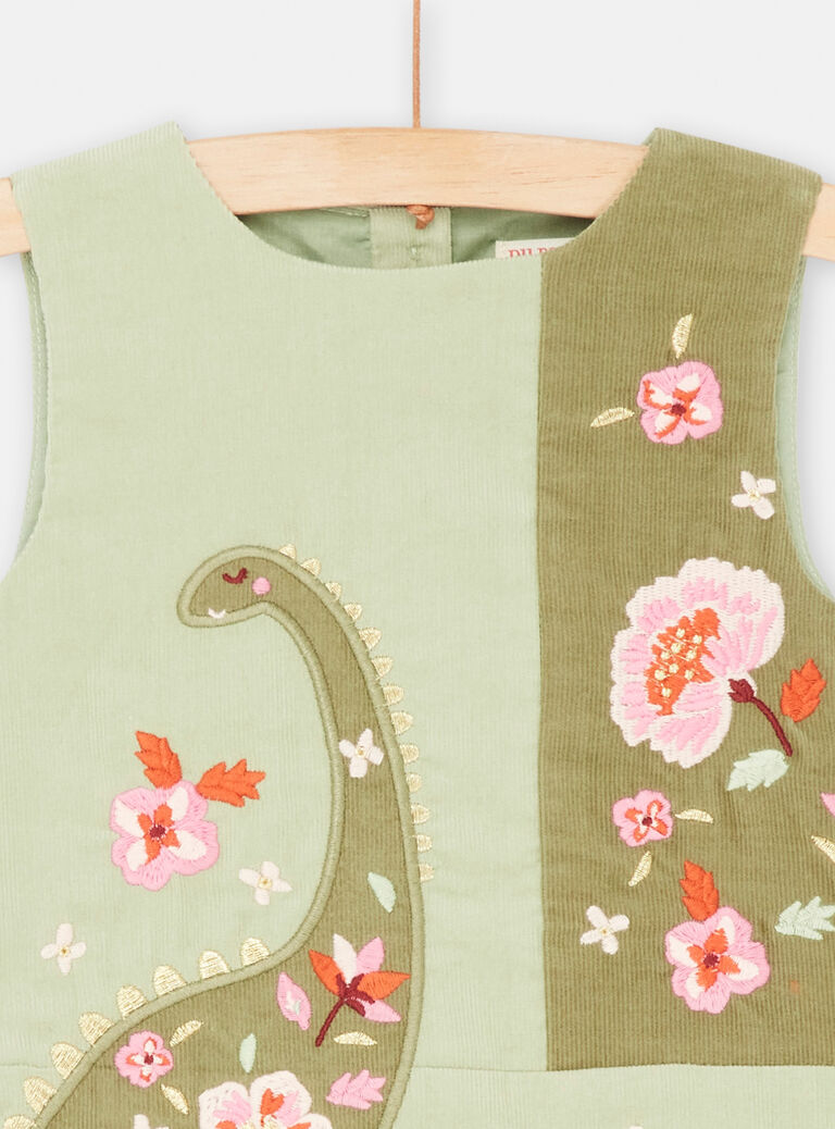Robe verte en velours pour bébé fille