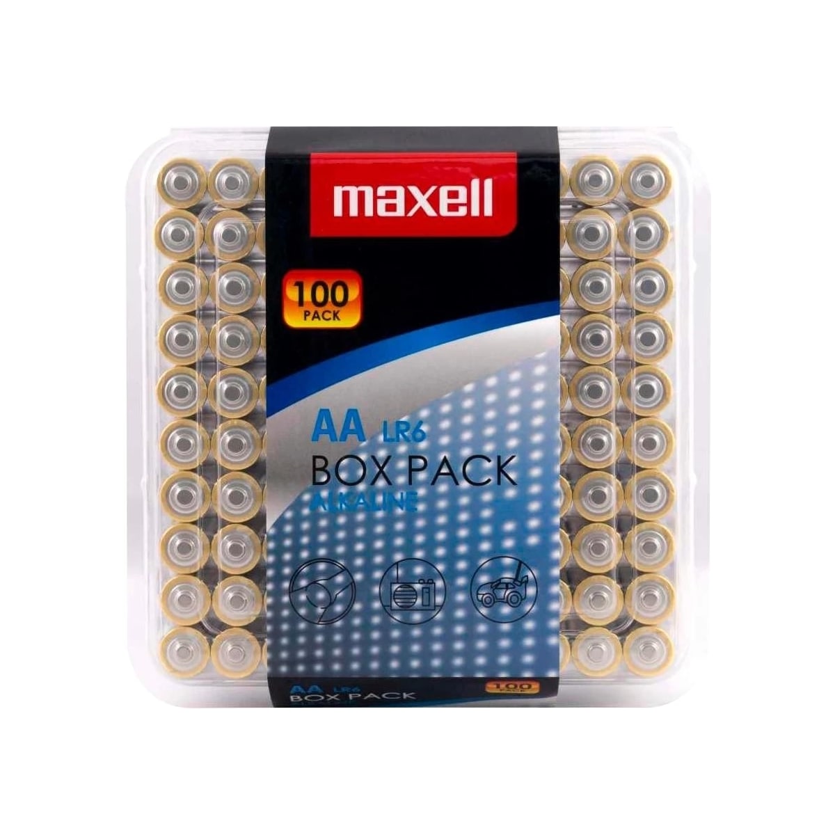 Maxell Box Pack, LR06 / AA-batterier, alkaliske, 1,5 V, 100-pk (790409)
