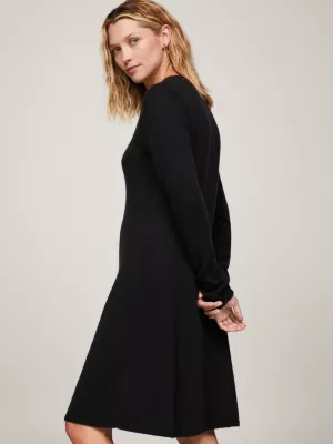 Vestido suéter de lã com modelagem evasê