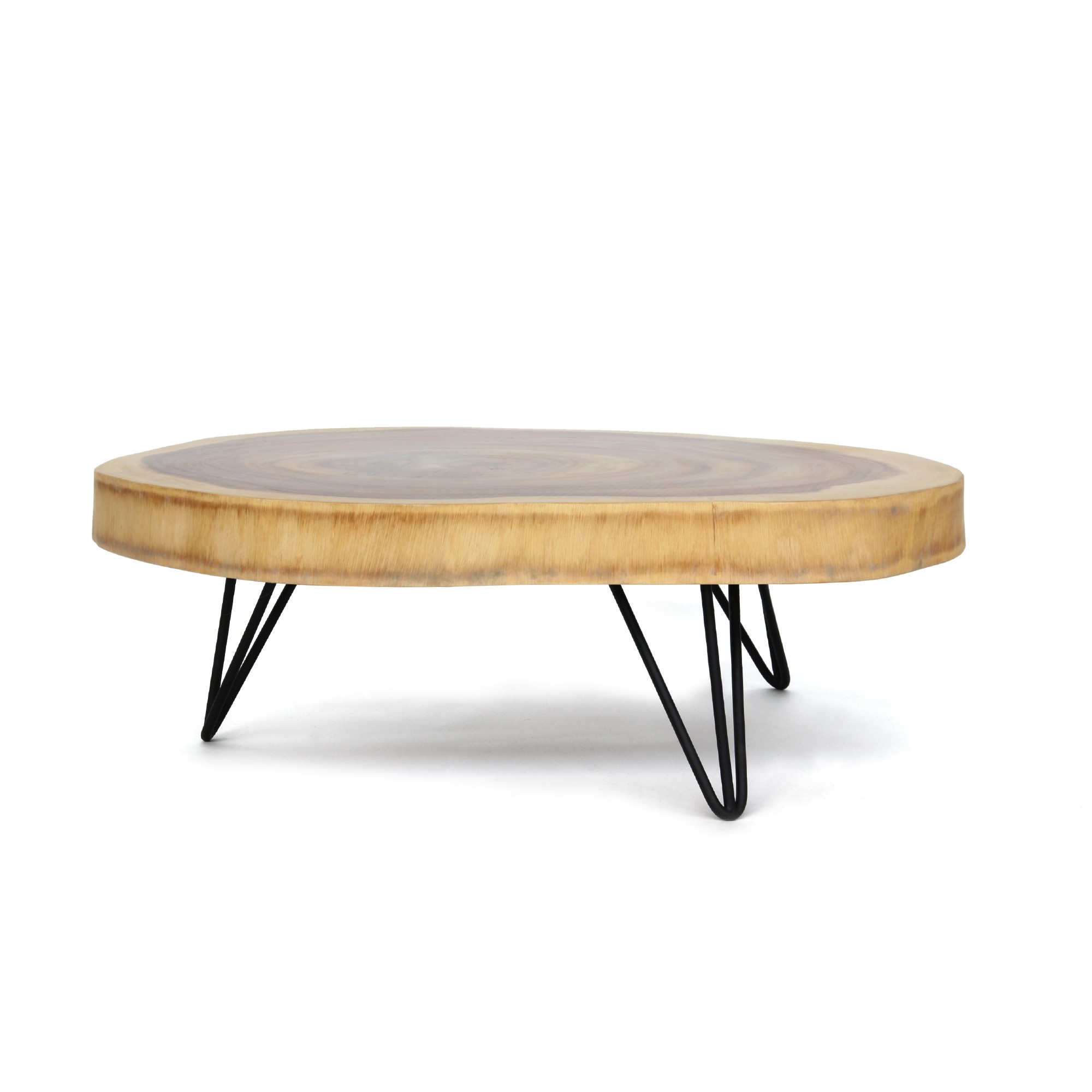 Couchtisch, massive Tischplatte, Akazie, natur, T ca. 80 cm, B ca. 100 cm, H 35 cm von fischer's lagerhaus