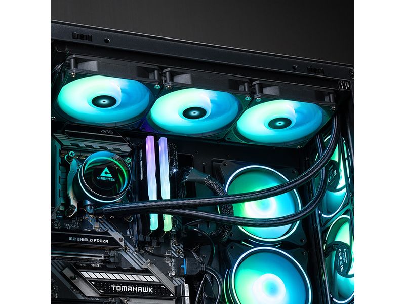 Chieftec Wasserkühlung Iceberg 360 All-In-One CPU-Kühler mit Infinity-Mirror ARGB Kühlblock