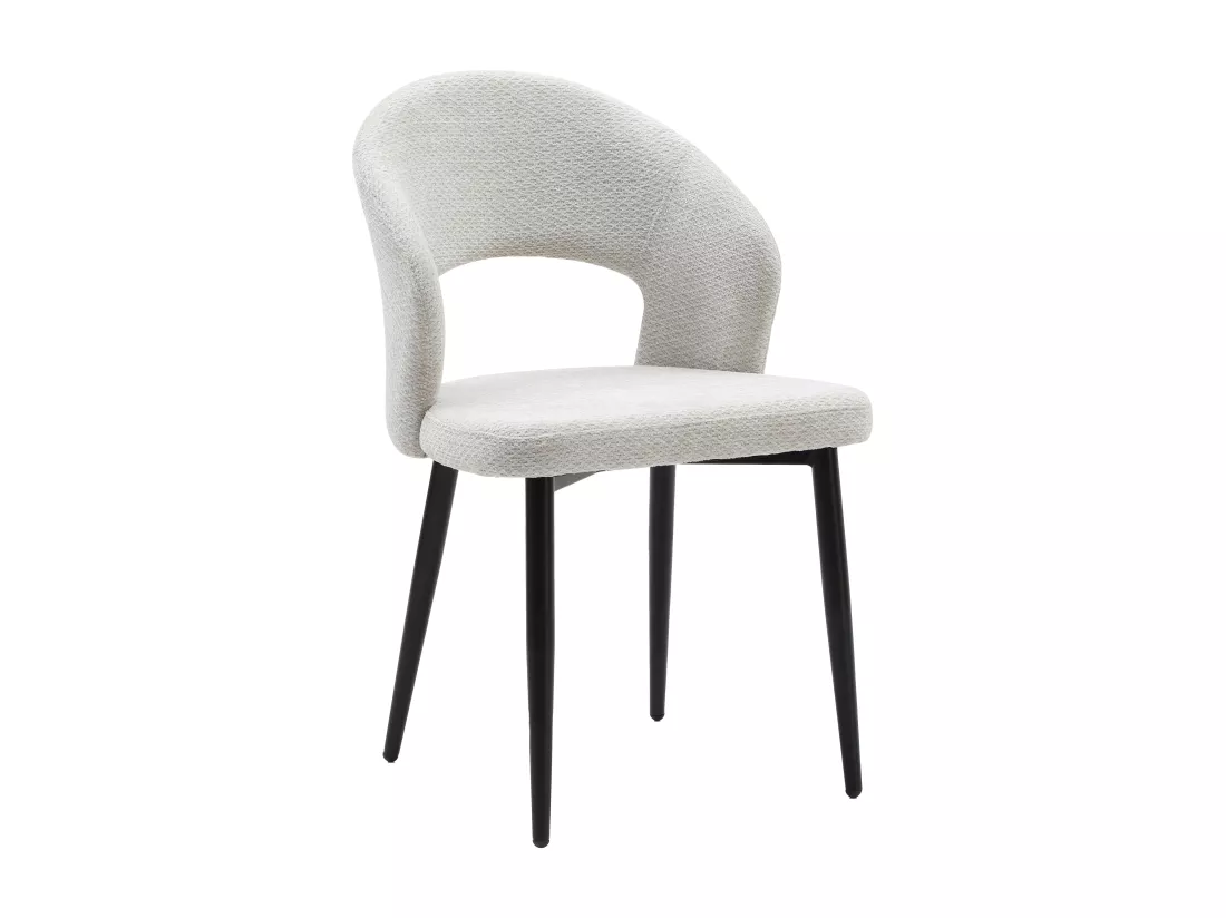 Lot de 6 chaises en tissu et métal noir - Gris - NIYAMA