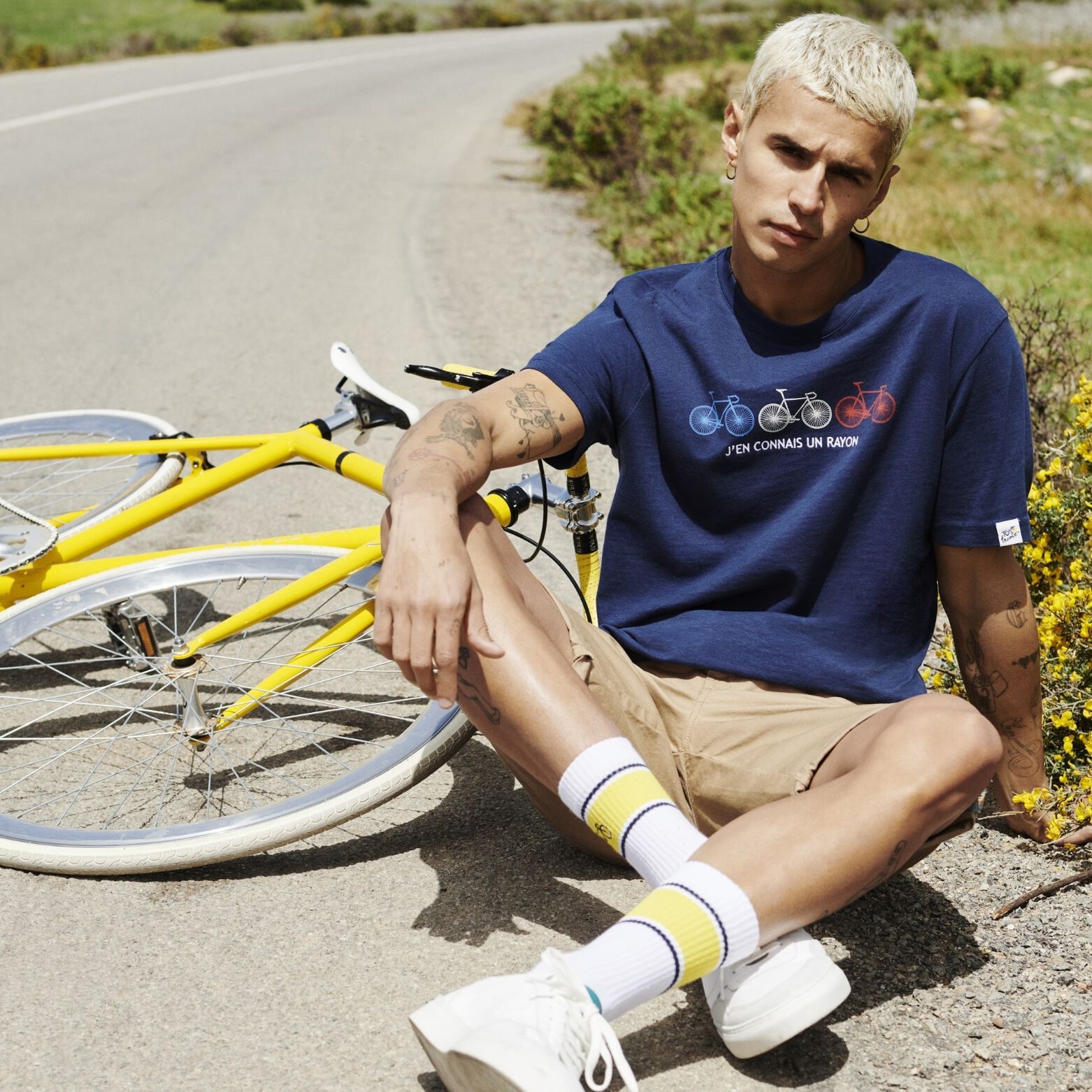 Tee-Shirt col rond licence Tour de France Bleu