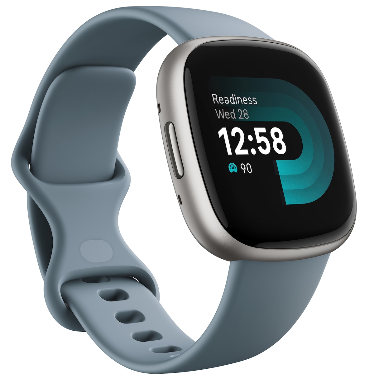 Fitbit Versa 4 smartklokke (Waterfall Blue/Platinum)