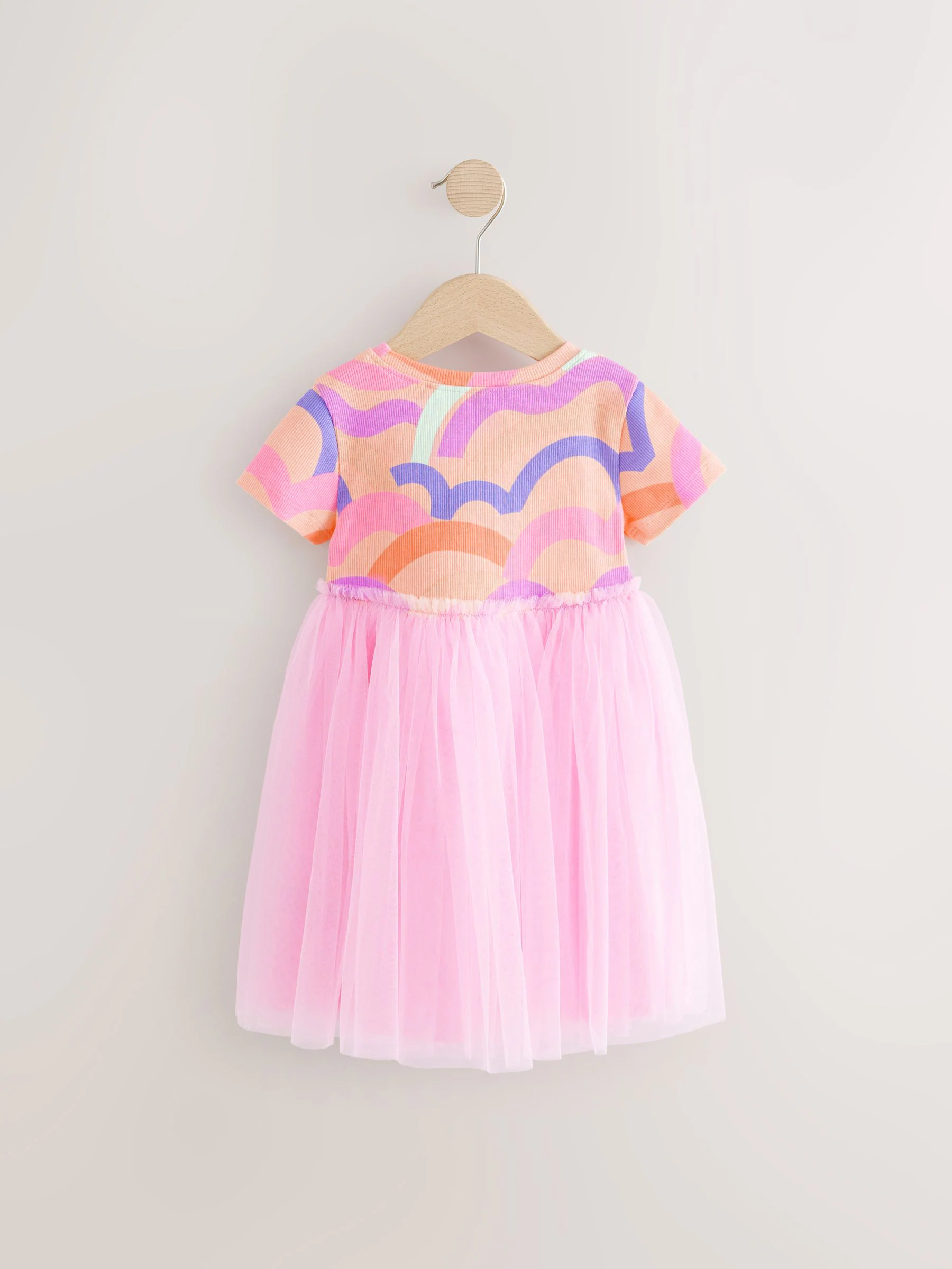 Regenboog roze - Feestelijk mesh jurkje (3 mnd-7 jr)