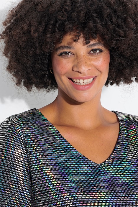 T-Shirt, A-Linie, Paillettenoptik