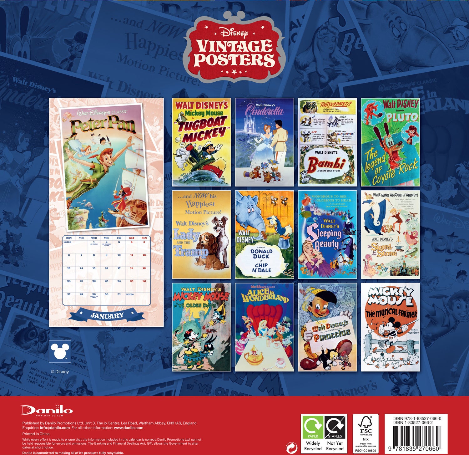 Plenty Gifts kalender Disney vintage 30 x 30 x 0,5 cm
