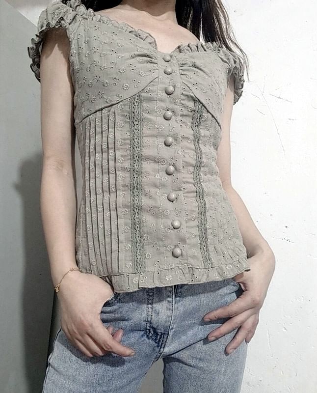 Sensarra - Blouse met ruches en kant