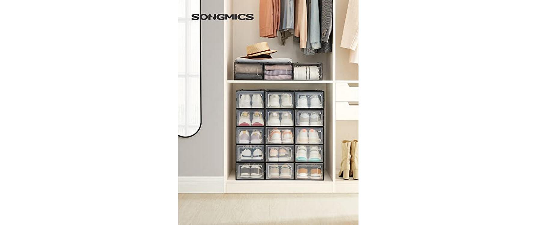Schuhschrank stapelbar 18-er Set, SchwarzSchuhboxen