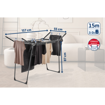 Leifheit Droogrek Pegasus 150 Solid Slim Black Antraciet