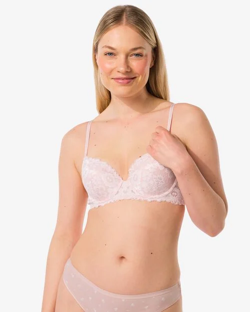 soutien-gorge préformé en dentelle avec armatures rose pâle
