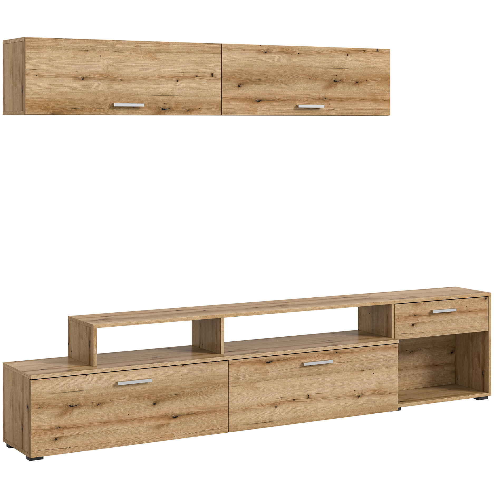 2-teiliges Wohnwand-Set RACE X - Evoke Oak - 247 cm