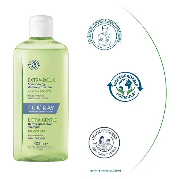 Ducray Shampoo Dermoprotetor Extra Suave, Pacote com 2 x 400ml