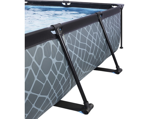EXIT StonePool rechthoekige opzetzwembadset 300x200x65 cm inclusief patroonfiltersysteem, steenlook