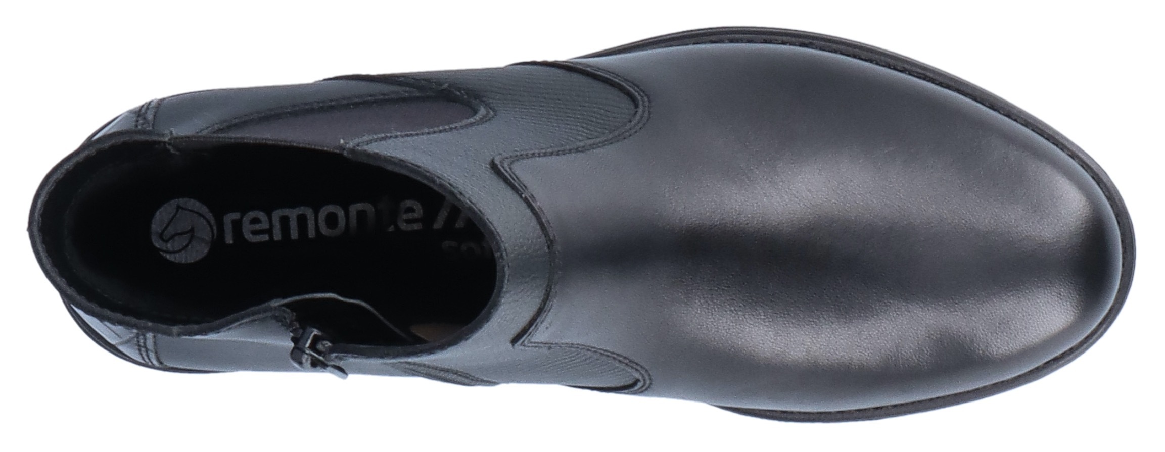 Remonte Chelseaboots  , Blockabsatz, Stiefelette, Businesschuh, Besätze in Reptilienoptik