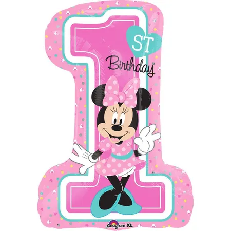 amscan Folienballon SuperShape Minnie Maus 1st Birthday , 48 x 71 cm