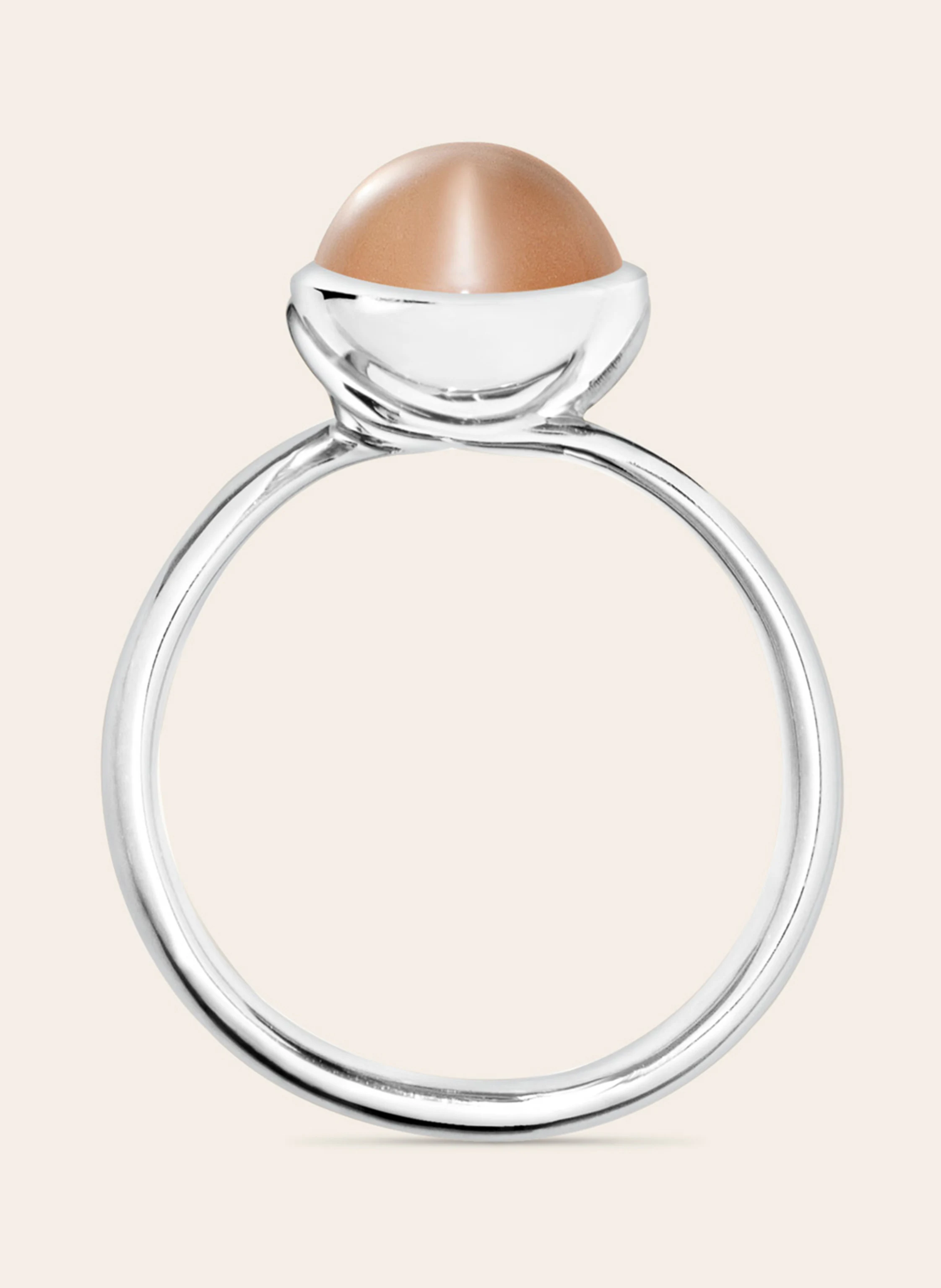 TAMARA COMOLLI Ring RING BOUTON SMALL MOONSTONE BROWN aus 18K Weißgold mit Brauner Mondstein