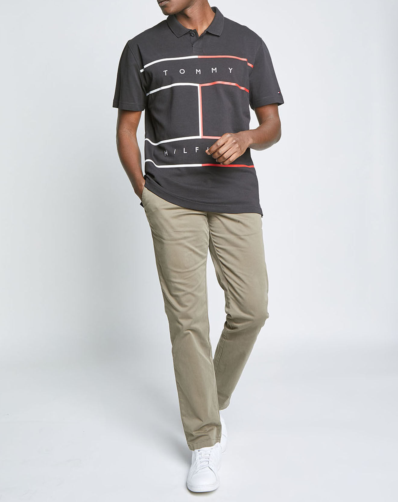 Tommy Hilfiger Polo 100% Coton Bio Regular Flag noir