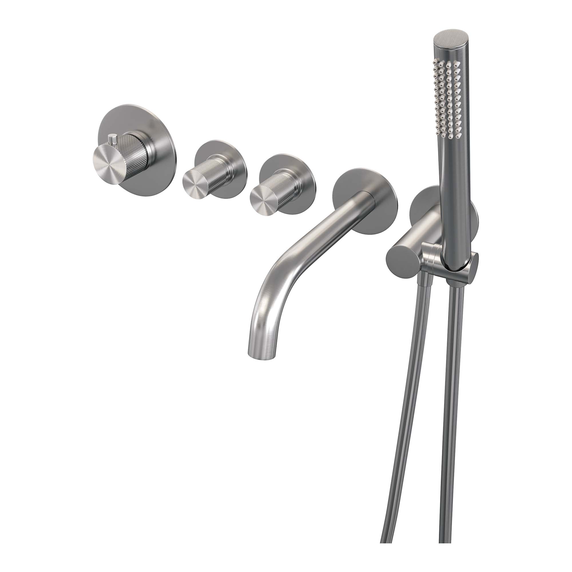 Brauer Brushed Carving inbouw badkraan met staafhanddouche RVS geborsteld PVD