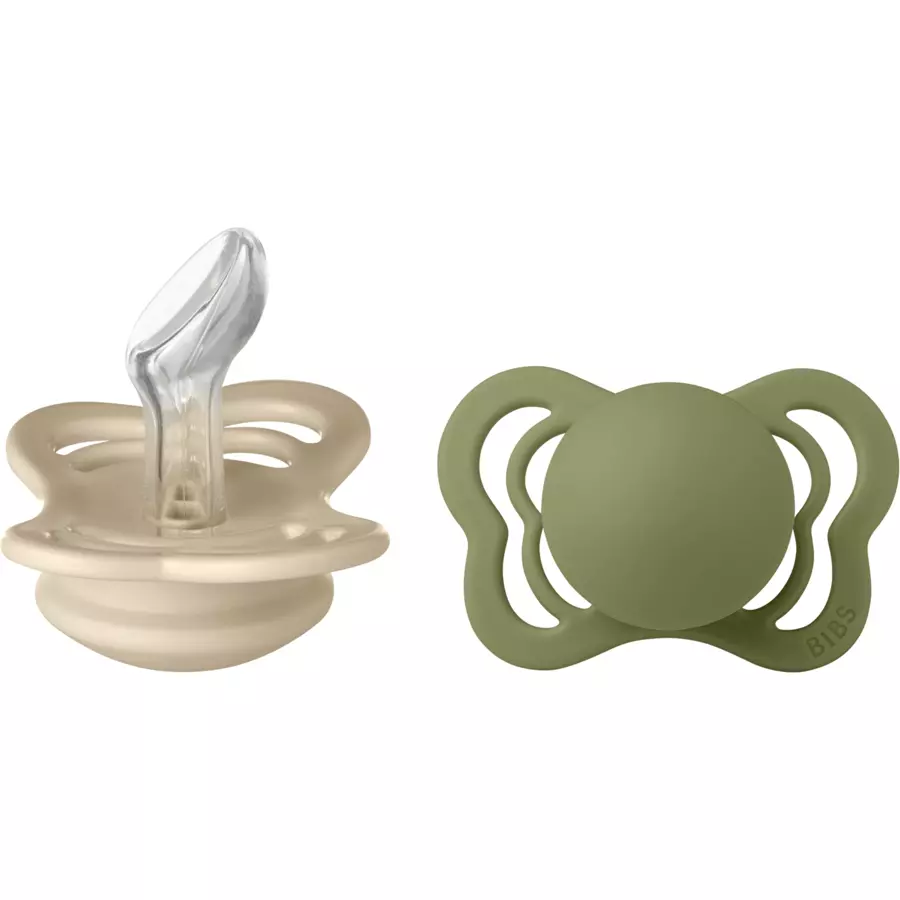 BIBS® Schnuller Couture Olive  Vanilla Silikon 0-6 Monate, 2 Stk.
